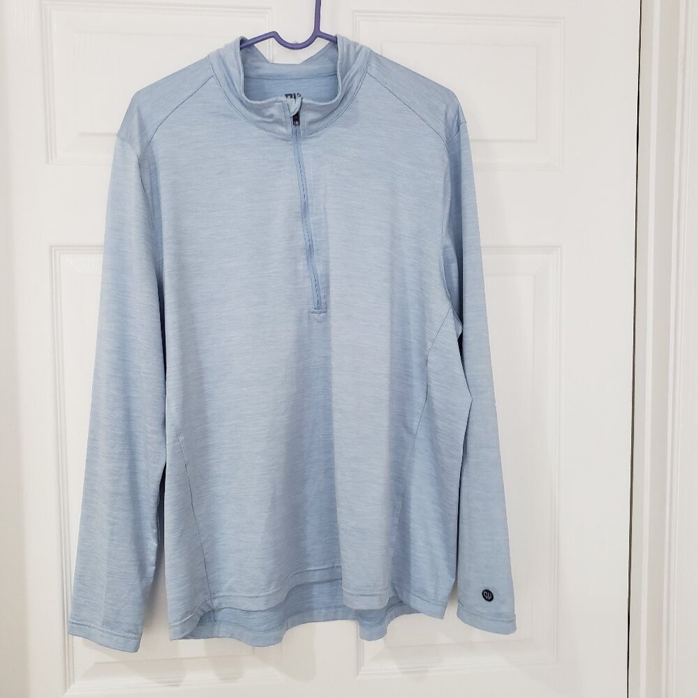 Graham Luxe Men's 1/4‎ Zip Golf Performance Pullover Shirt Light Blue Size XL